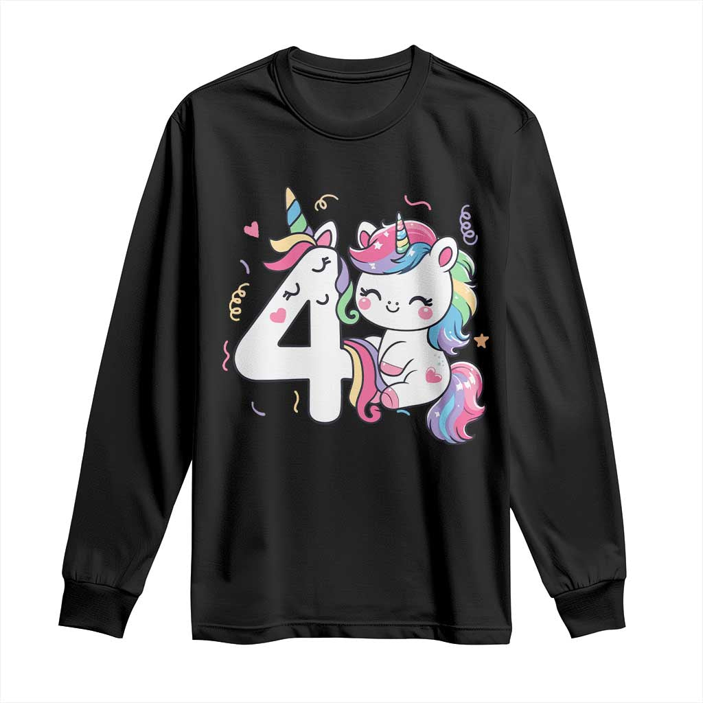 Unicorn 4th Birthday Long Sleeve Shirt 4 Years Old Birthday Outfit