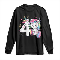 Unicorn 4th Birthday Long Sleeve Shirt 4 Years Old Birthday Outfit