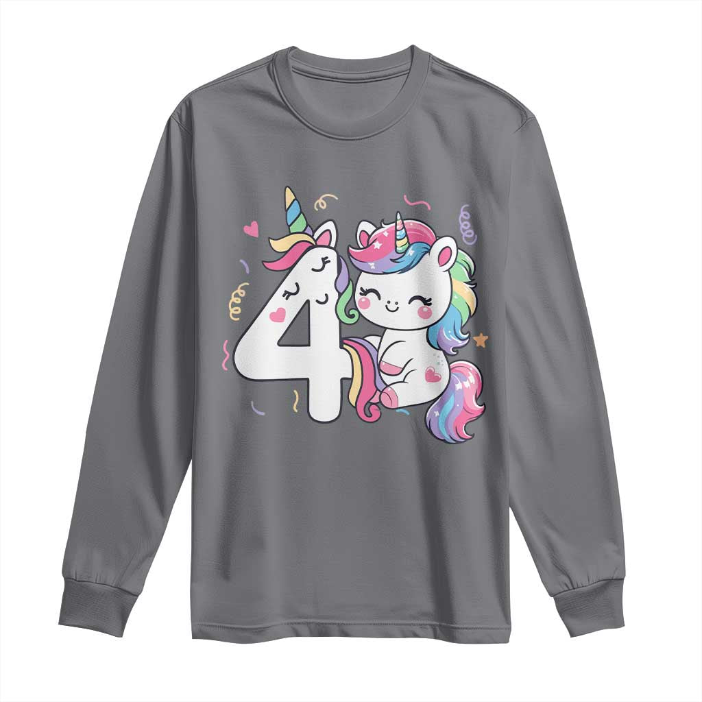 Unicorn 4th Birthday Long Sleeve Shirt 4 Years Old Birthday Outfit