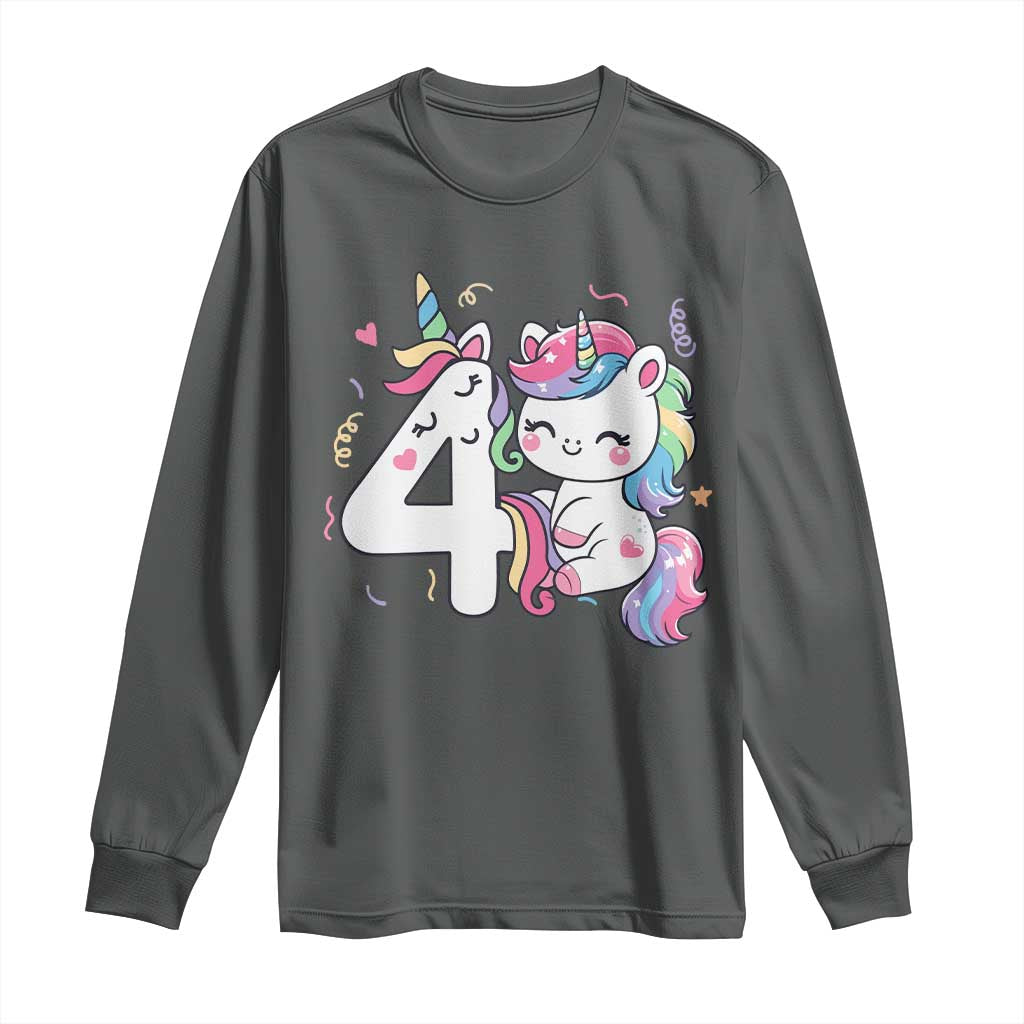 Unicorn 4th Birthday Long Sleeve Shirt 4 Years Old Birthday Outfit