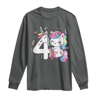 Unicorn 4th Birthday Long Sleeve Shirt 4 Years Old Birthday Outfit