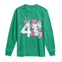 Unicorn 4th Birthday Long Sleeve Shirt 4 Years Old Birthday Outfit