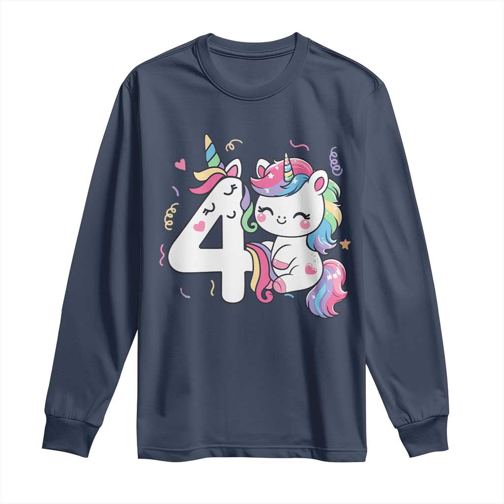 Unicorn 4th Birthday Long Sleeve Shirt 4 Years Old Birthday Outfit