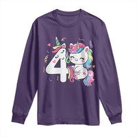 Unicorn 4th Birthday Long Sleeve Shirt 4 Years Old Birthday Outfit