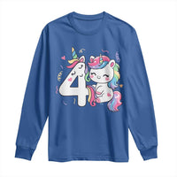 Unicorn 4th Birthday Long Sleeve Shirt 4 Years Old Birthday Outfit
