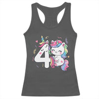 Unicorn 4th Birthday Racerback Tank Top 4 Years Old Birthday Outfit