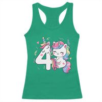 Unicorn 4th Birthday Racerback Tank Top 4 Years Old Birthday Outfit