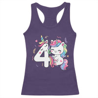 Unicorn 4th Birthday Racerback Tank Top 4 Years Old Birthday Outfit