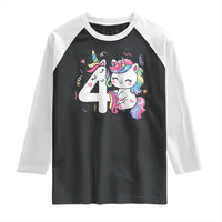 Unicorn 4th Birthday Raglan Shirt 4 Years Old Birthday Outfit