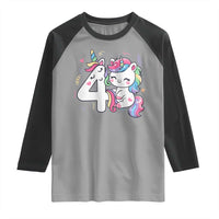 Unicorn 4th Birthday Raglan Shirt 4 Years Old Birthday Outfit