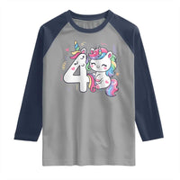Unicorn 4th Birthday Raglan Shirt 4 Years Old Birthday Outfit