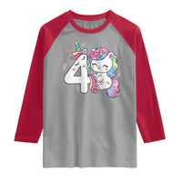 Unicorn 4th Birthday Raglan Shirt 4 Years Old Birthday Outfit
