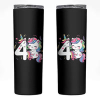 Unicorn 4th Birthday Skinny Tumbler 4 Years Old Birthday Outfit