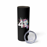 Unicorn 4th Birthday Skinny Tumbler 4 Years Old Birthday Outfit