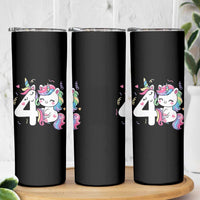 Unicorn 4th Birthday Skinny Tumbler 4 Years Old Birthday Outfit