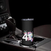 Unicorn 4th Birthday Skinny Tumbler 4 Years Old Birthday Outfit