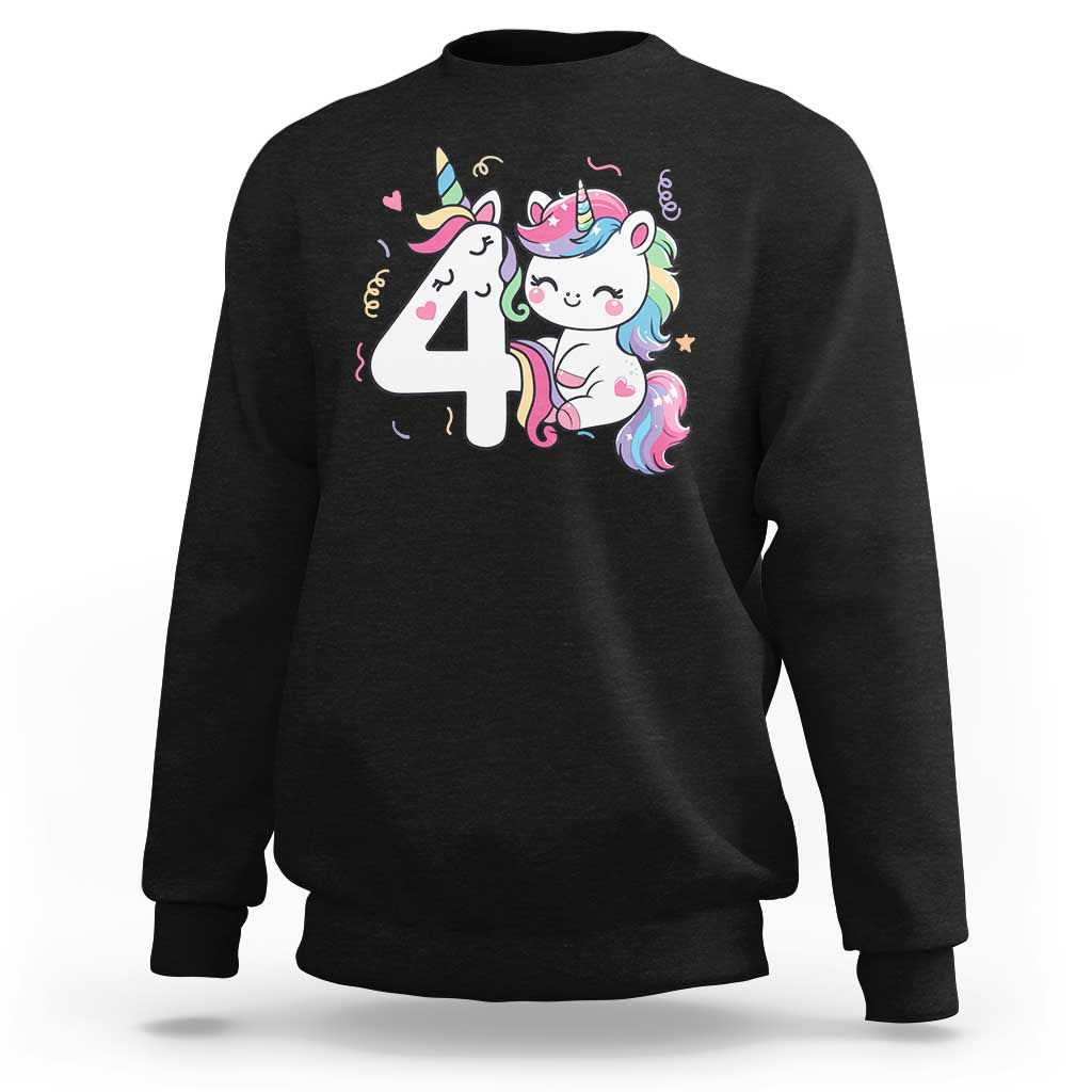 Unicorn 4th Birthday Sweatshirt 4 Years Old Birthday Outfit