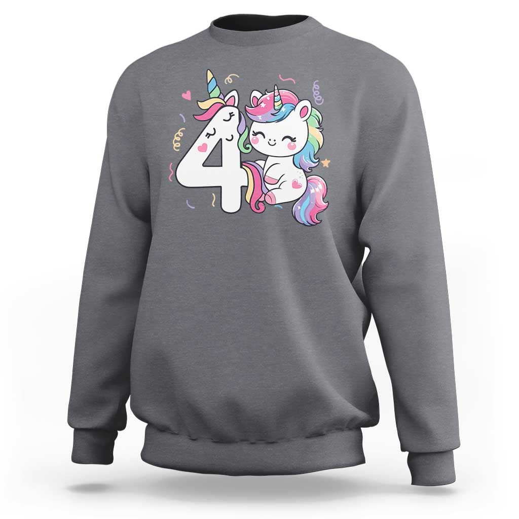 Unicorn 4th Birthday Sweatshirt 4 Years Old Birthday Outfit