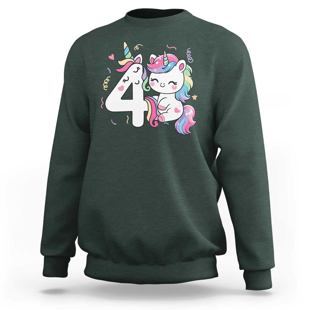 Unicorn 4th Birthday Sweatshirt 4 Years Old Birthday Outfit