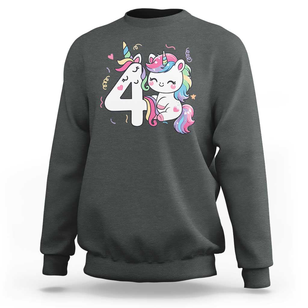 Unicorn 4th Birthday Sweatshirt 4 Years Old Birthday Outfit
