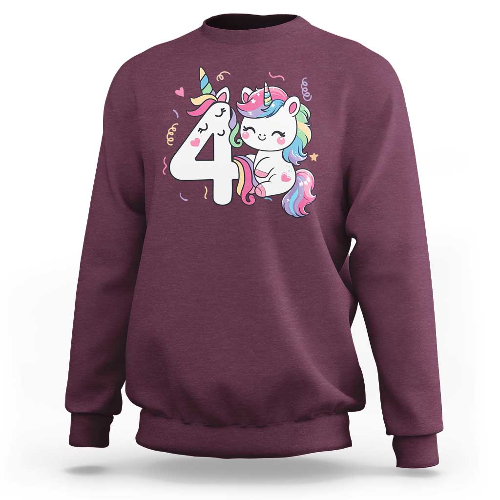 Unicorn 4th Birthday Sweatshirt 4 Years Old Birthday Outfit