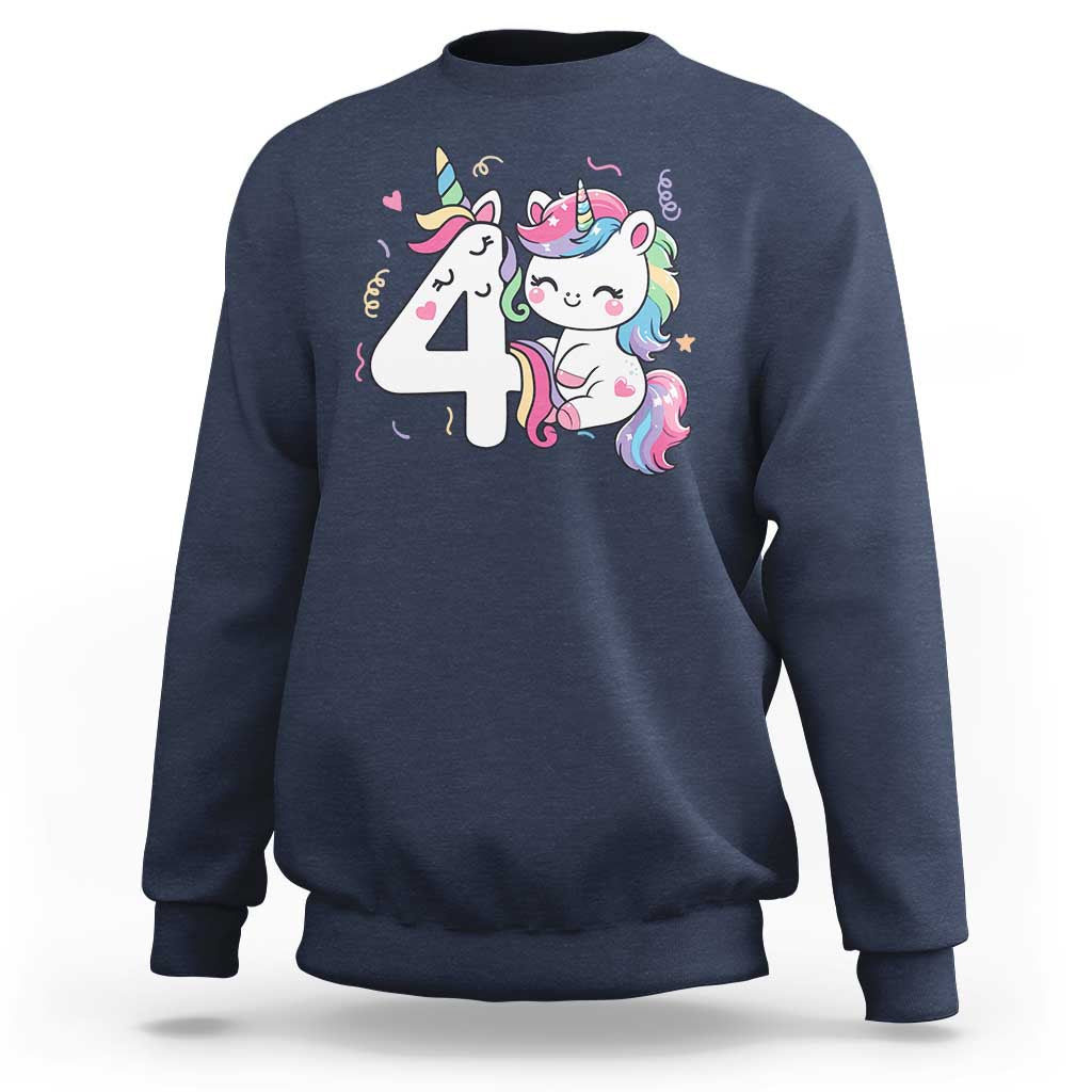 Unicorn 4th Birthday Sweatshirt 4 Years Old Birthday Outfit
