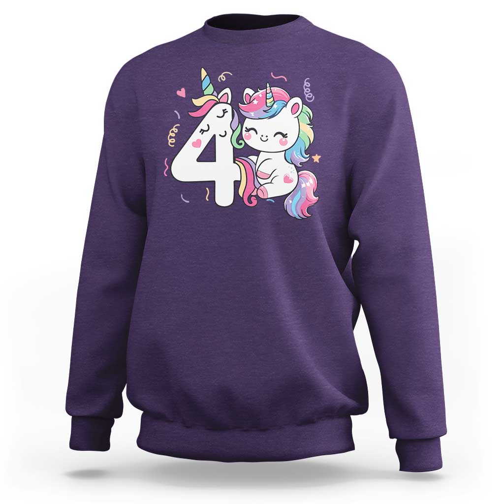 Unicorn 4th Birthday Sweatshirt 4 Years Old Birthday Outfit