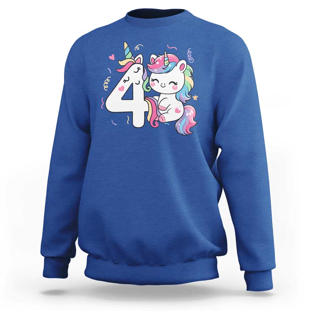 Unicorn 4th Birthday Sweatshirt 4 Years Old Birthday Outfit