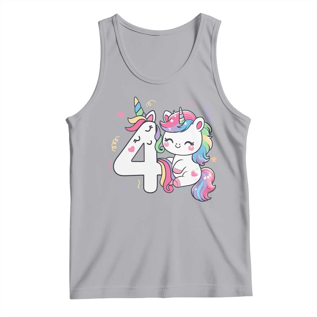 Unicorn 4th Birthday Tank Top 4 Years Old Birthday Outfit