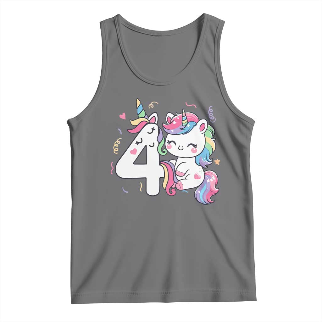 Unicorn 4th Birthday Tank Top 4 Years Old Birthday Outfit