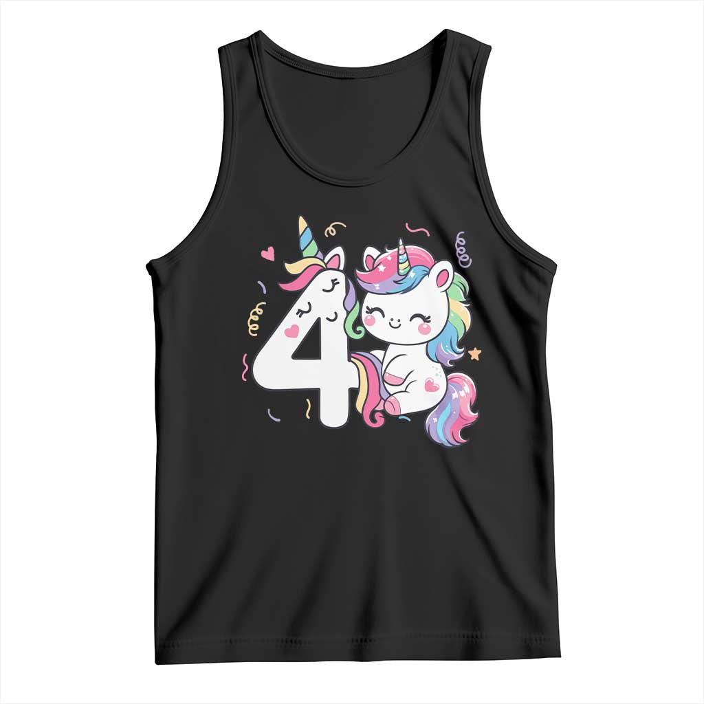 Unicorn 4th Birthday Tank Top 4 Years Old Birthday Outfit
