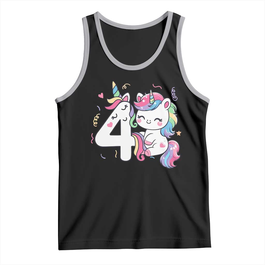 Unicorn 4th Birthday Tank Top 4 Years Old Birthday Outfit