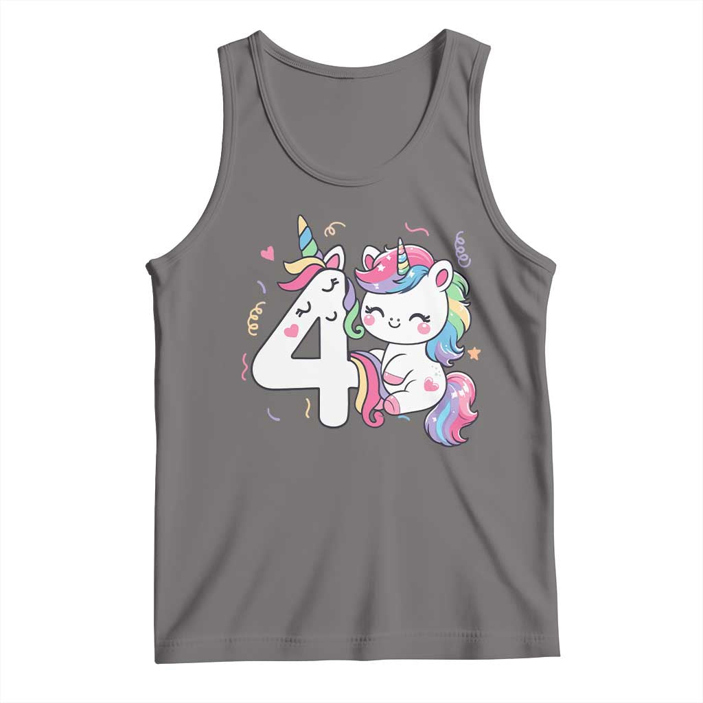 Unicorn 4th Birthday Tank Top 4 Years Old Birthday Outfit