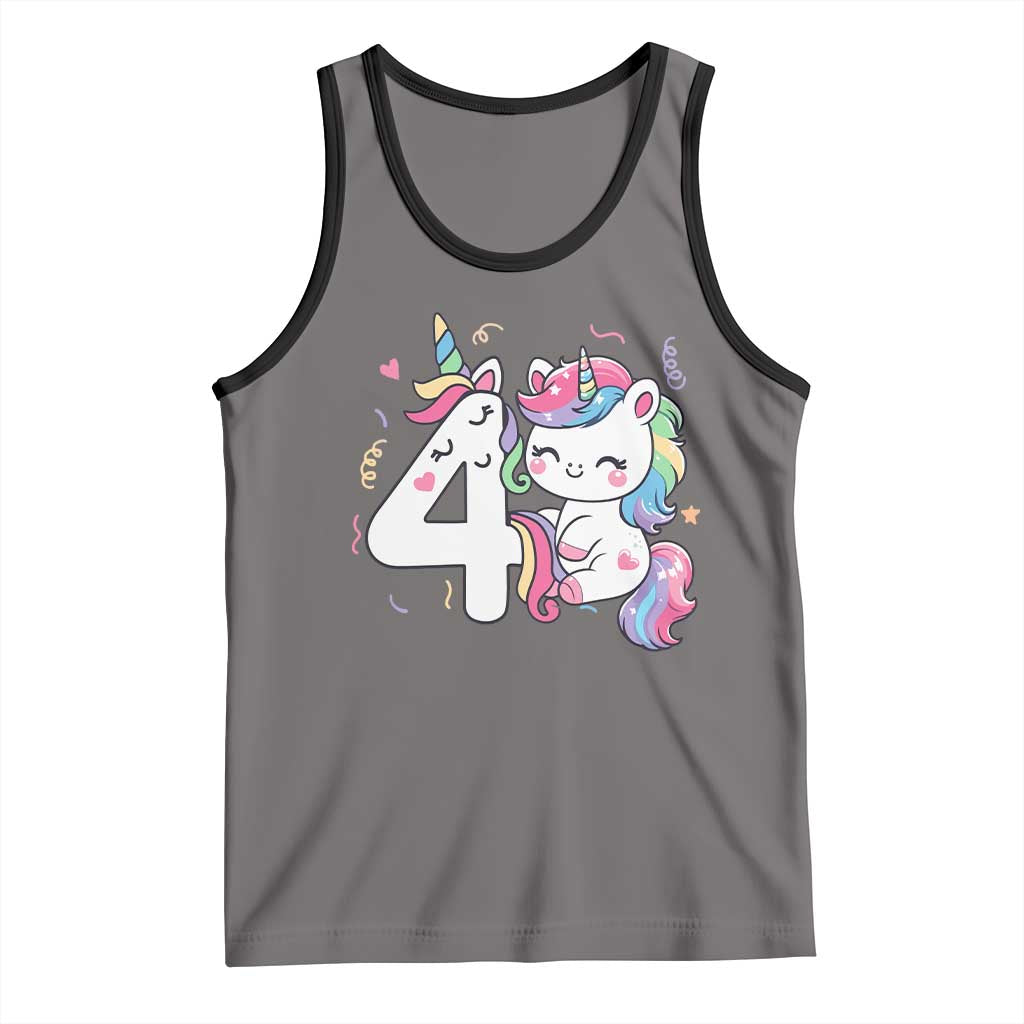 Unicorn 4th Birthday Tank Top 4 Years Old Birthday Outfit