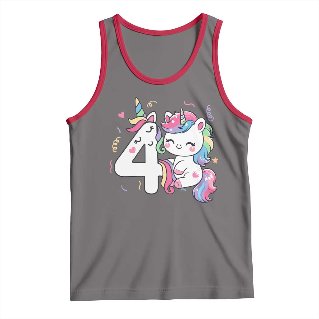 Unicorn 4th Birthday Tank Top 4 Years Old Birthday Outfit