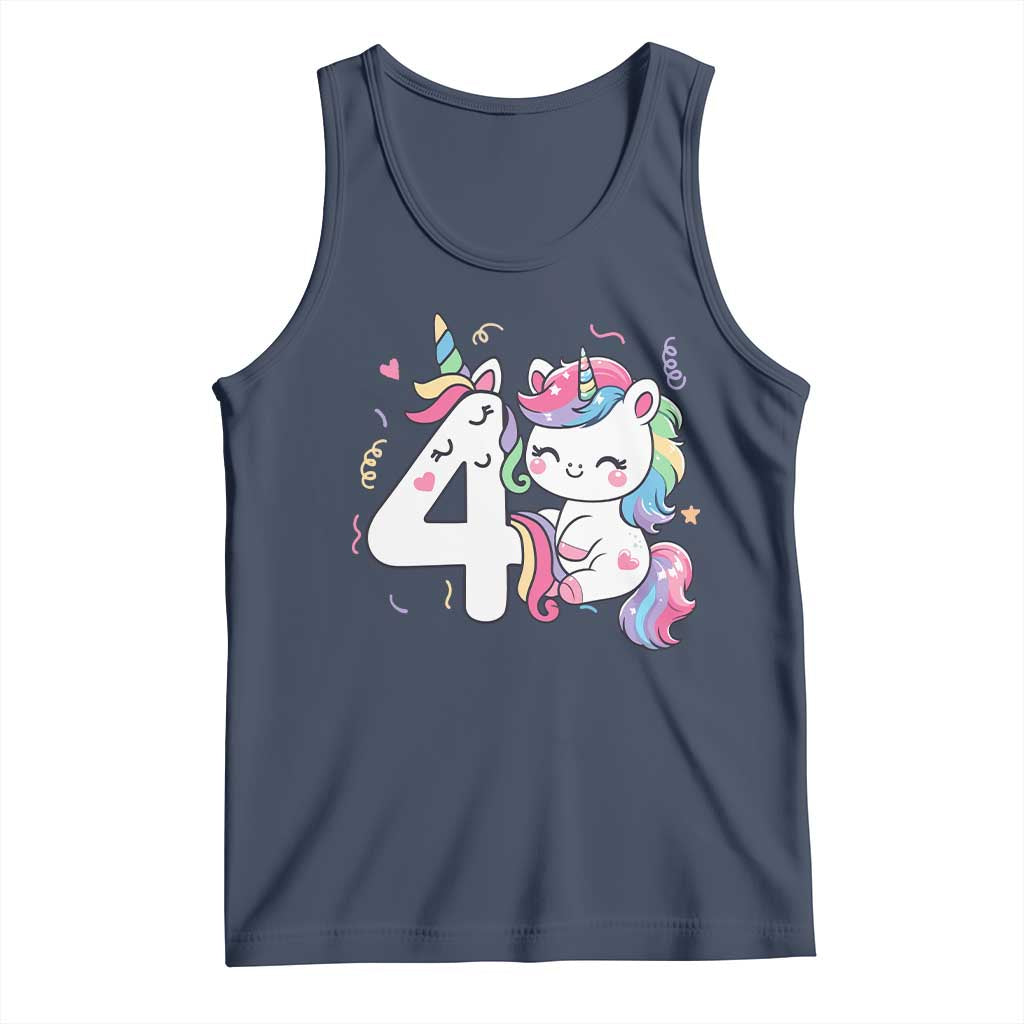 Unicorn 4th Birthday Tank Top 4 Years Old Birthday Outfit
