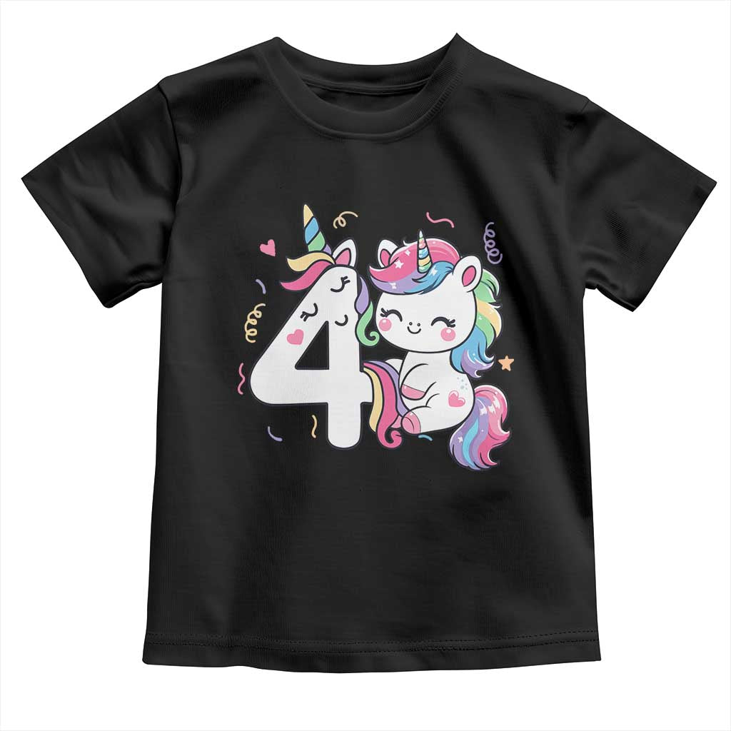 Unicorn 4th Birthday Toddler T Shirt 4 Years Old Birthday Outfit