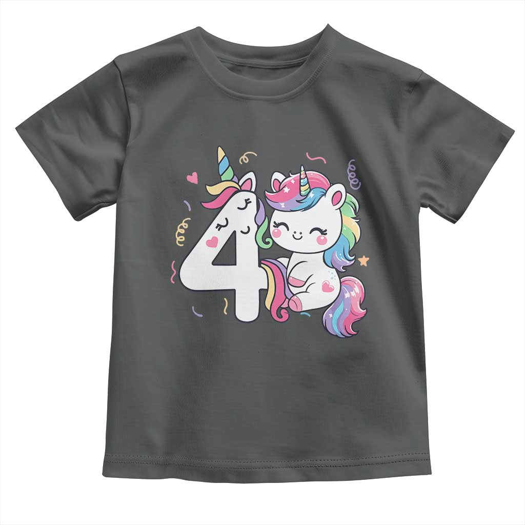 Unicorn 4th Birthday Toddler T Shirt 4 Years Old Birthday Outfit