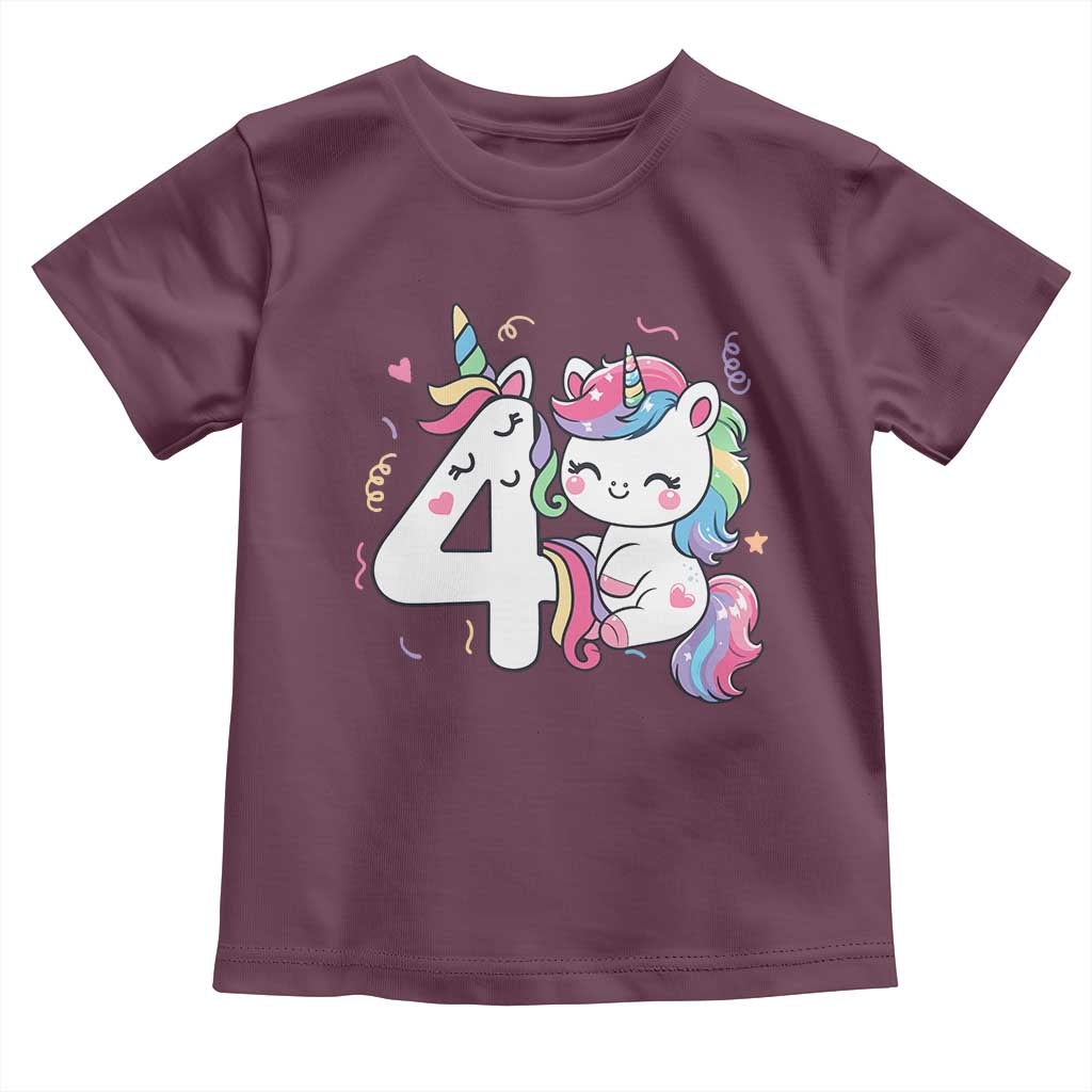 Unicorn 4th Birthday Toddler T Shirt 4 Years Old Birthday Outfit