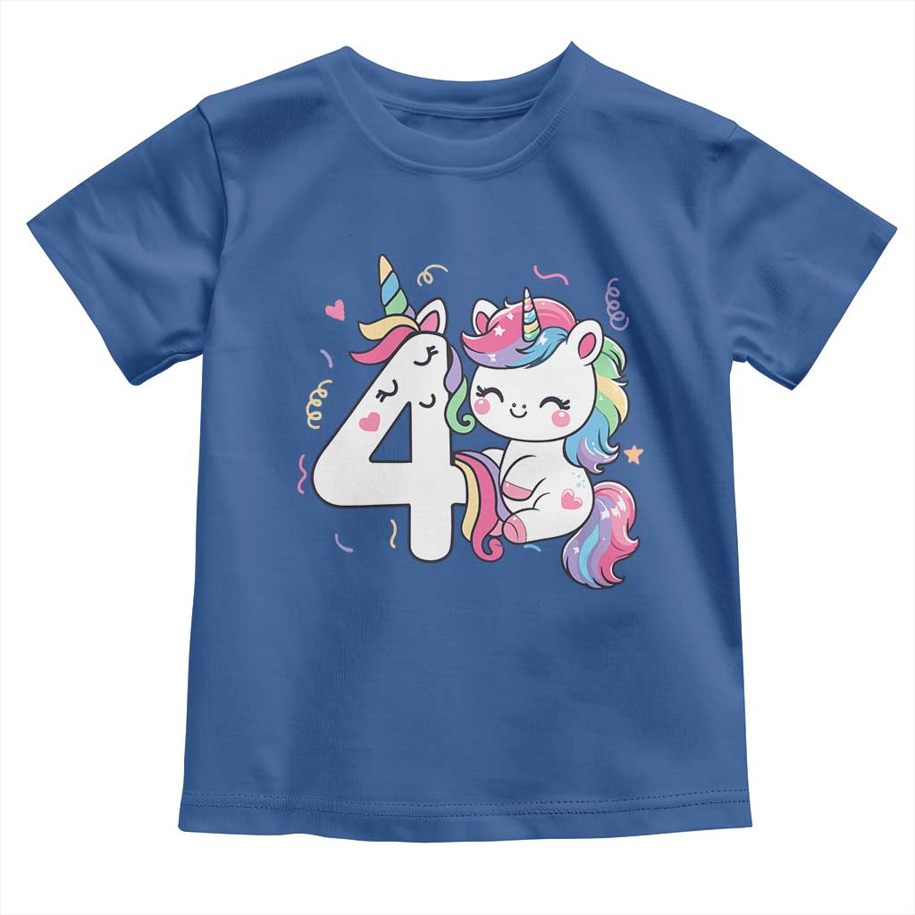 Unicorn 4th Birthday Toddler T Shirt 4 Years Old Birthday Outfit