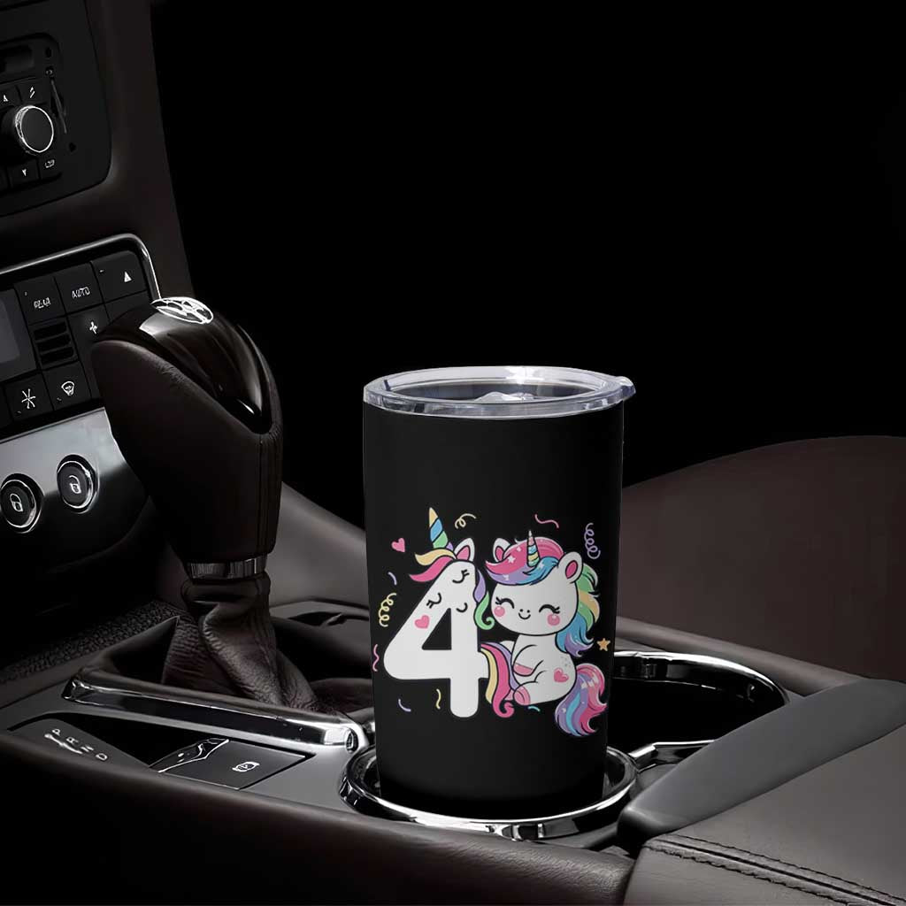 Unicorn 4th Birthday Tumbler Cup 4 Years Old Birthday Outfit