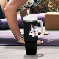 Unicorn 4th Birthday Tumbler With Handle 4 Years Old Birthday Outfit