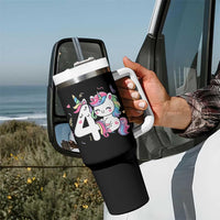 Unicorn 4th Birthday Tumbler With Handle 4 Years Old Birthday Outfit