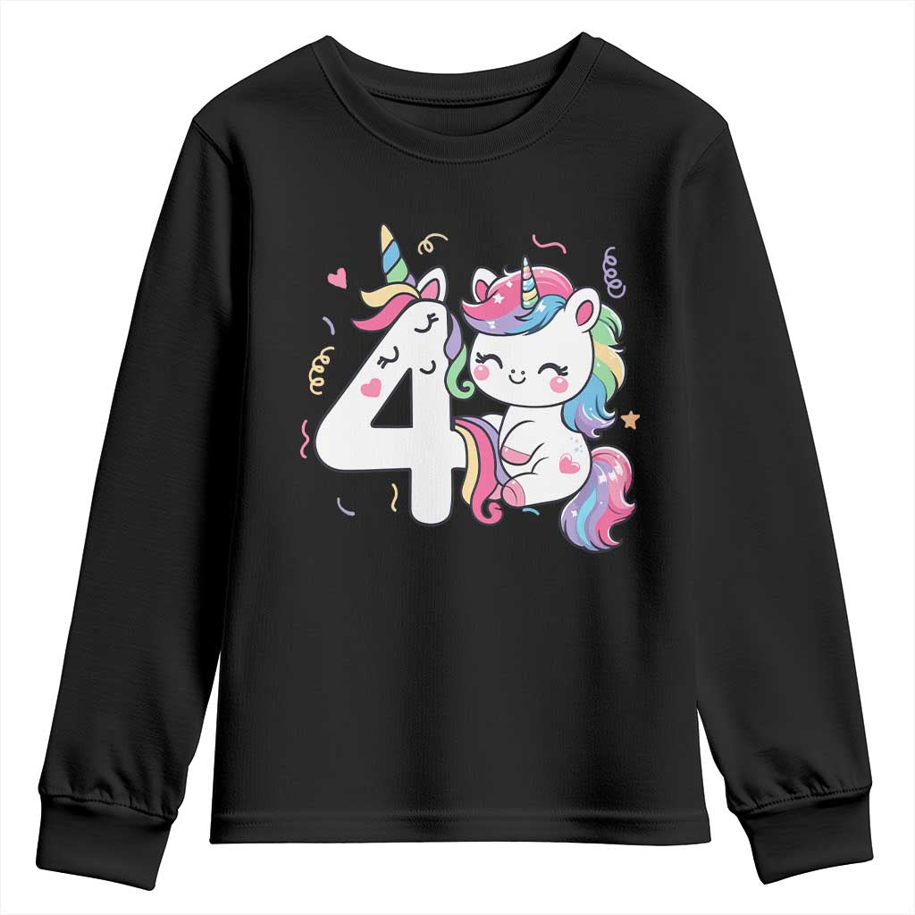 Unicorn 4th Birthday Youth Sweatshirt 4 Years Old Birthday Outfit