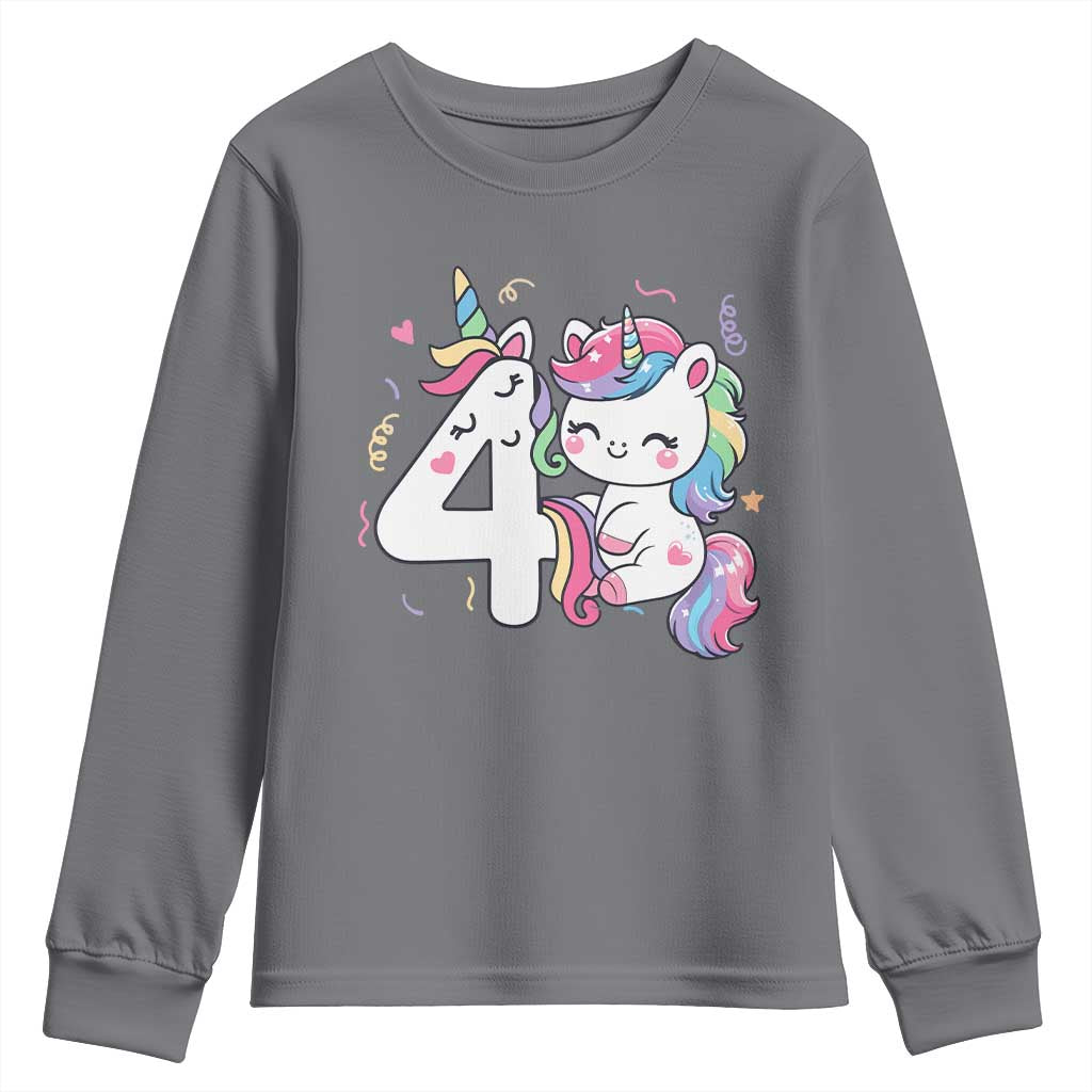 Unicorn 4th Birthday Youth Sweatshirt 4 Years Old Birthday Outfit
