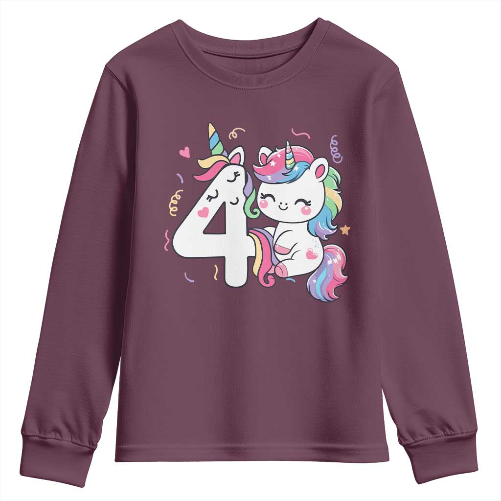 Unicorn 4th Birthday Youth Sweatshirt 4 Years Old Birthday Outfit