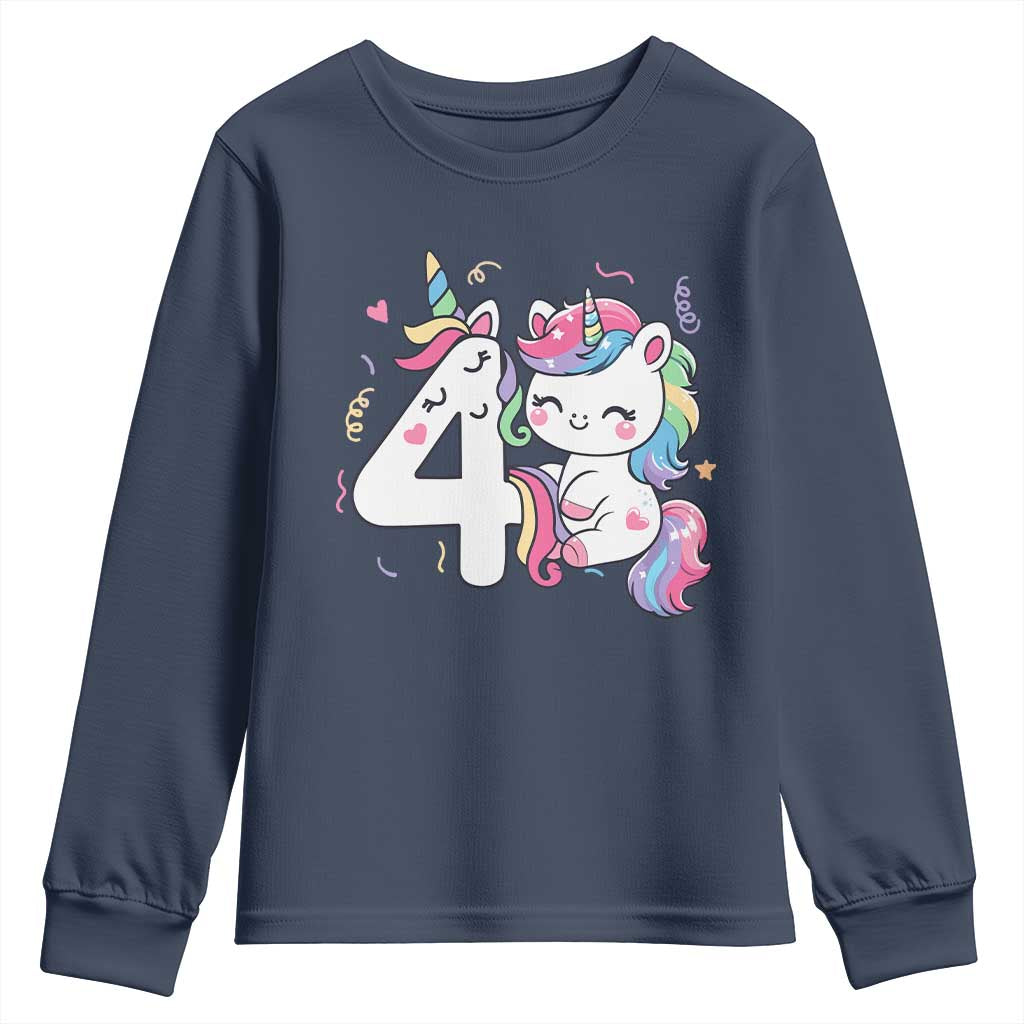 Unicorn 4th Birthday Youth Sweatshirt 4 Years Old Birthday Outfit
