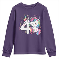 Unicorn 4th Birthday Youth Sweatshirt 4 Years Old Birthday Outfit