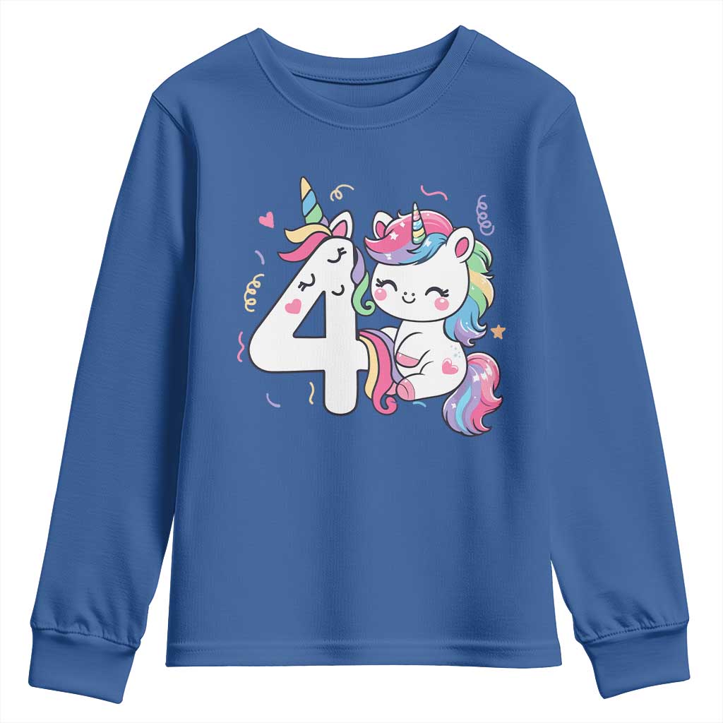 Unicorn 4th Birthday Youth Sweatshirt 4 Years Old Birthday Outfit