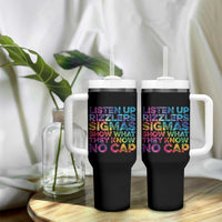Funny Teacher Tumbler With Handle Listen Up Rizzlers Sigmas Show Work No Cap Tie-Dye